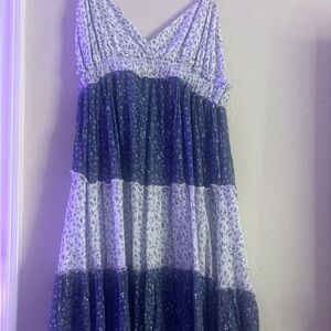 Ocean Drive Floral Dress in Blue and White